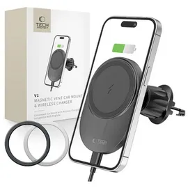 TECH-PROTECT MM15W-V1 Autotelefonhalter mit MagSafe 15 W Induktionsladegerät für Lüftungsschlitze Schwarz
