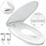 Kesser WC Sitz mit Absenkautomatik Toilettendeckel Quick-Release-Funktion und Softclose - einfache Montage Klodeckel aus Duroplast Toilettensitz mit Edelstahl Befestigung Kinder mit kindersitz