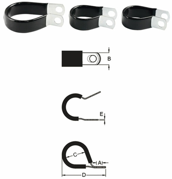 Bihr Rvs kabelbinder fijn rubber Ø19,1mm 10 stuks