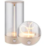 B.K.Licht - Briloner Wiggle Led Tischlampe Kabellos, 4-stufen Schaltung, Akku, Warmweißes Licht, Filament, Beige, Ø7 X 14,5 Cm