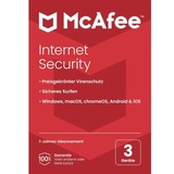 McAfee Internet Security, Vollversion, PKC, 3 Geräte, 1 Jahr, deutsch