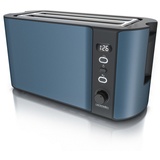 Arendo Toaster, 2 lange Schlitze, für 4 Scheiben, 1500 W, Langschlitz, Brötchenaufsatz, Wärmeisolierendes Gehäuse, Display blau