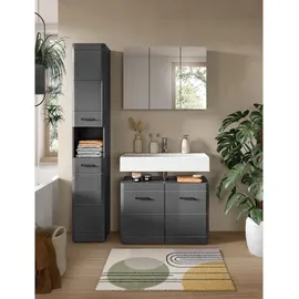 Möbel Boss Waschbeckenunterschrank Soft 80 x 56 x 34 cm Grau Hochglanz