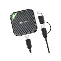 KEXIN Extreme Portable SSD 2 TB, Tragbare SSD 2TB, USB 3.2 Gen.2, 2.000 MB/s Lesen, 1.800 MB/s Schreiben, USB C Robuste Festplatte für Mac, PC und Smartphone, Schwarz