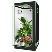 Clanmacy Gewächshaus Growbox Growzelt Gewächszelt 600D Indoor Pflanzenzelt Größe wählbar grün|schwarz 100 cm x 200 cm x 100 cm