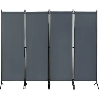 Woltu 4 Teilig Paravent Sonnenschutz, Klappbar Raumteiler Freistehend Sichtschutzwand Stellwand Trennwand Für Büros, Balkon, Schlafzimmer, Außengarten, 224x182cm, Dunkelgrau