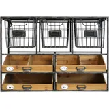 Chic Antique Wandregal mit Schubladen, 71,5 x 18 x 50,5 cm antik schwarz