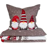 SCHIESSER Bettwäscheset Wichtel - Feinbiber - 2-teilig - 155 x 220 cm - Grau