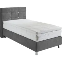 Westfalia Schlafkomfort Boxspringbett, grau, B:105cm L:210cm, Bezug: Microvelours 100%