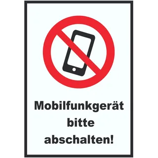 Smartphone Handy aus Mobilfunkgerät abschalten Schild A5 Rückseite selbstklebend