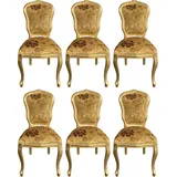 Casa Padrino Esszimmerstuhl Luxus Barock Esszimmer Stuhl Set mit elegantem Muster Gold 50 x 60 x H. 104 cm - Küchen Stühle 6er Set - Barock Esszimmer Möbel