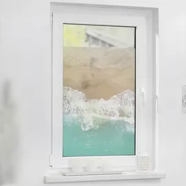 Lichtblick Fensterfolie selbstklebend, Sichtschutz, The Beach - Türkis Beige B/L: ca. 100x130 cm
