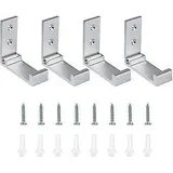Klappbare Wandhaken – 4 Klapphaken – Klappbare Kleiderhaken – Kopfhörerhalter – Aluminium – Silber – Faltbar – Wandmontage – Mit Schrauben