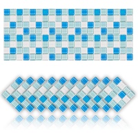 Cendray 20 Stück Fliesenaufkleber öldichte wasserdichte PVC Selbstklebende Dekoration Mosaik-Stil Küche Badezimmer Fliesenaufkleber (20x20cm,Blau)