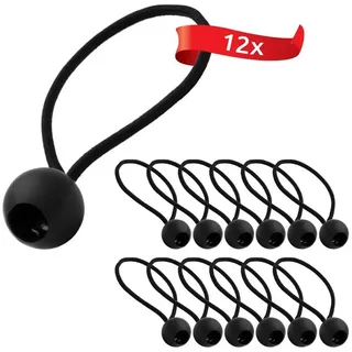ECENCE 12x Spann-Gummi mit Kugel Schwarz Planenspanner Expanderschlingen