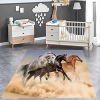 ITOMEN Kurzflor Teppich 3D Pferd Teppich Matten rutschfeste FußMatte Tierpferd Muster Kinder Spielteppiche FüR Schlafzimmer Flur Wohnzimmer Boden Teppich 140x200 cm