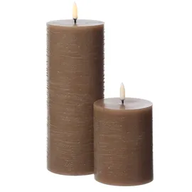 uYuni LED Kerze PIA Uyuni Rustik-Optik Echtwachs Timer H: 20cm bis 1000Std.