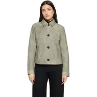 Amber & June Kunstleder-Jacke mit Kragen", in Leder-Optik, Hellgruen, 40