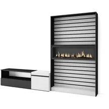 SKRAUT HOME Wohnwand, Elektrokamin, weiß, schwarz, 260/35/186cm