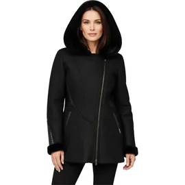Hollert Damen Lammfelljacke Lena Winterjacke aus Merino Schaffell Echtleder mit Kapuze Größe: XXL Farbe: Schwarz - XXL