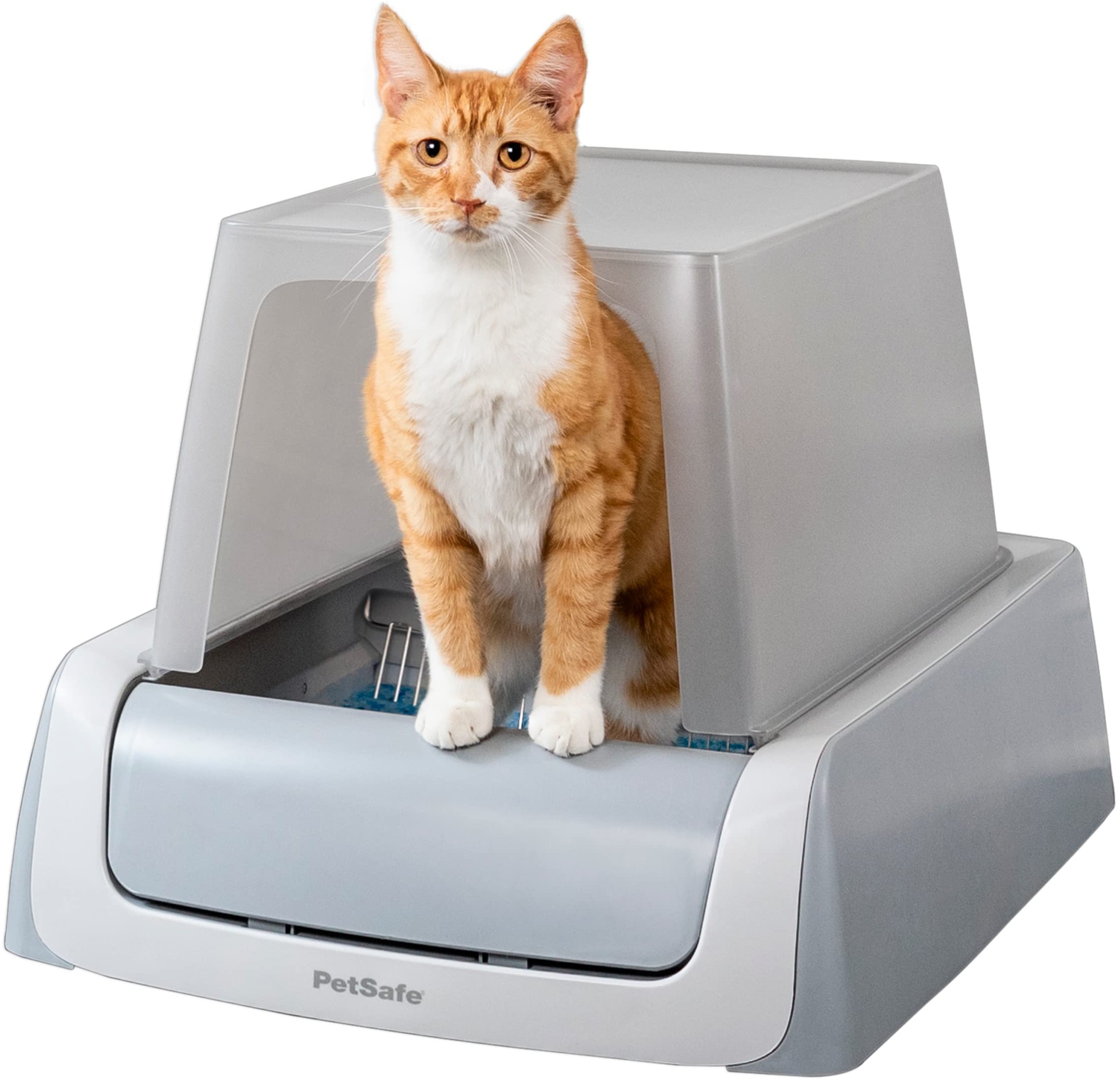 PetSafe Selbstreinigendes Katzenklo PetSafe ScoopFree mit Haube, Elektrische Katzentoilette mit automatischem Rechen, Mit integriertem Gesundheitsmonitor, Grau