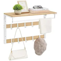 VASAGLE Wandgarderobe 65 x 42 x 30 cm Weiß/Eiche