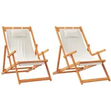 vidaXL Klappbare Strandstühle 2 Stk. Creme Stoff