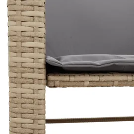 vidaXL Gartensofa 2-Sitzer mit Tisch und Hockern Beige Poly Rattan - Beige