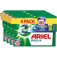Ariel All-in-1 Pods, Flüssigwaschmittel in Kapseln, 4 x 20 Waschgänge, Active Odor Defense, Tiefenreinigung und zusätzliche Anti-Geruchs-Wirkung
