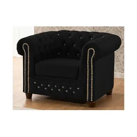 S-Style Chesterfield Sessel Cleo Blink Samt 104 x 72 x 0 cm Schwarz