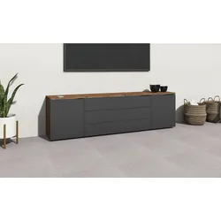 Lowboard BORCHARDT MÖBEL "San Diego", grau (vintage eichefarben, graphit matt), Sideboards, Breite 200 cm