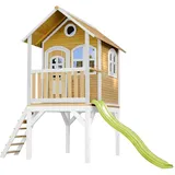 Axi Spielhaus Laura Braun/Weiß mit Rutsche Hellgrün 318 x 272 x 191 cm