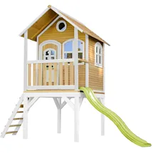 Axi Spielhaus Laura Braun/Weiß mit Rutsche Hellgrün 318 x 272 x 191 cm