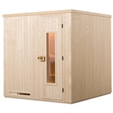 Weka Sauna Halmstad 2 mit Holztür und Fronteinstieg - 68 mm 5,4 kW Kompaktofen mit integr. Steuerung inkl. gratis Sauna-Set im Wert von 240,40 € (10-teilig)