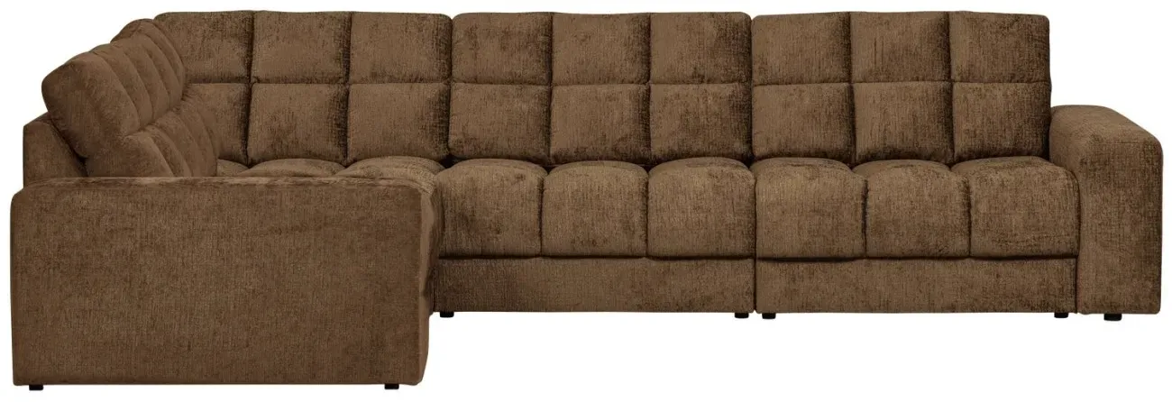Ecksofa Date aus Struktursamt, klassisches Design, links, Farbe Brass, komfortabel gepolstert