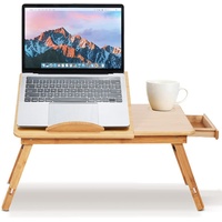 Verstellbarer Betttablett Bambus Laptop Tisch Schreibtisch Laptoptisch Lapdesk Einstellbare Betttisch für Bett Frühstück, Kippbar,50*30*20cm