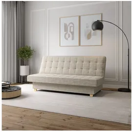 e-meubles Sofa Mit Schlaffunktion Und Bettkasten, Kippsofa Klappsofa Schlafsofa Clic-clack Couch Für Wohnzimmer Federkern Sofagarnitur Polstersofa - Creme (twist 01)