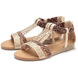 Sandale »Sommerschuh«, Sandalette, Sommerschuh mit Verzierung und kleinem Keilabsatz VEGAN, Gr. 35, beige-braun, , 44711742-35