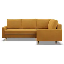 mebligo Ecksofa mit Schlaffunktion, Wendekissen, Otomane, Bettkasten, Gelb - Gelb