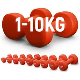 NEOLYMP Hantel-Set Neoprenhanteln - Kurzhantel-Set - Weights - Dumbbells - Hexagon Set, (2er Set, Gymnastikhanteln - 2er Set - Fitness Equipment Home Gym - Gewichte), Paarweise, Rutschfest, Stahlkern, Hexagonale Form, Sechseckigen Form rot 1 KG