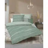 KAEPPEL Wendebettwäsche Mako-Satin Gestreift Grün 155 x 220 cm + 80 x 80 cm
