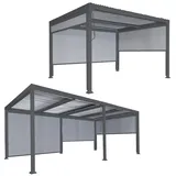 Alu Pergola HWC-L41 mit 3x Seitenwand, 8cm-Metall-Gestell 3x3m/3x3,7m/3x6m