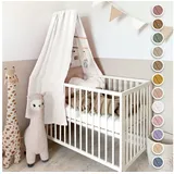 lilimaus Betthimmel Babybett mit Goldapplikationen [in 12 Farben] Himmel Babybett aus 100% Baumwolle Musselin - Betthimmel Mädchen & Jungen - Himmelbett Kinderzimmer & Babyzimmer Deko - Baby Bett