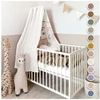 lilimaus Betthimmel Babybett mit Goldapplikationen [in 12 Farben] Himmel Babybett aus 100% Baumwolle Musselin - Betthimmel Mädchen & Jungen - Himmelbett Kinderzimmer & Babyzimmer Deko - Baby Bett