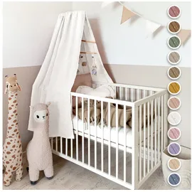lilimaus Betthimmel Babybett mit Goldapplikationen [in 12 Farben] Himmel Babybett aus 100% Baumwolle Musselin - Betthimmel Mädchen & Jungen - Himmelbett Kinderzimmer & Babyzimmer Deko - Baby Bett