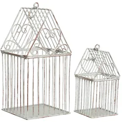 Decoris 2 Vogelkäfige 15-25cm Metallkäfig Herzen Dekokäfig Vintage Antik Hochzeitsdeko