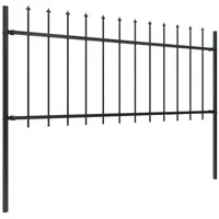 vidaXL Gartenzaun mit Speerspitzen Stahl 6,8 x 0,8 m Schwarz