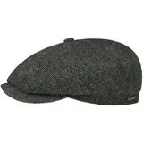Stetson Hatteras Classic Wool Schirmmütze - Schiebermütze Herren - Flatcap mit Baumwollfutter - Herrencap mit Fischgrätmuster - Ballonmütze Herbst/Winter - Wintercap grau-schwarz 59 cm - 59