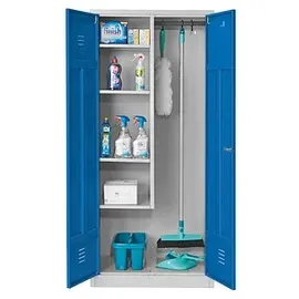 Gürkan Putzmittelschrank 104528 lichtgrau, enzianblau 80,0 x 50,0 x 180,0 cm, aufgebaut