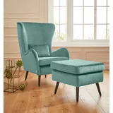 Home Affaire Ohrensessel Sallito Polyester 76 x 109 x 85 cm Grün mit Hocker